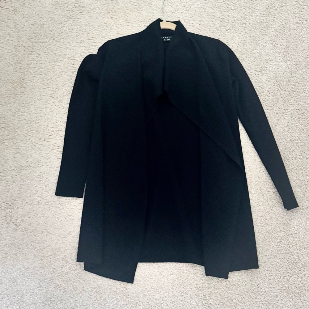 Theory Stretch Open Front Wool Cardigan/Sweater, Black - Picture 15 of 15